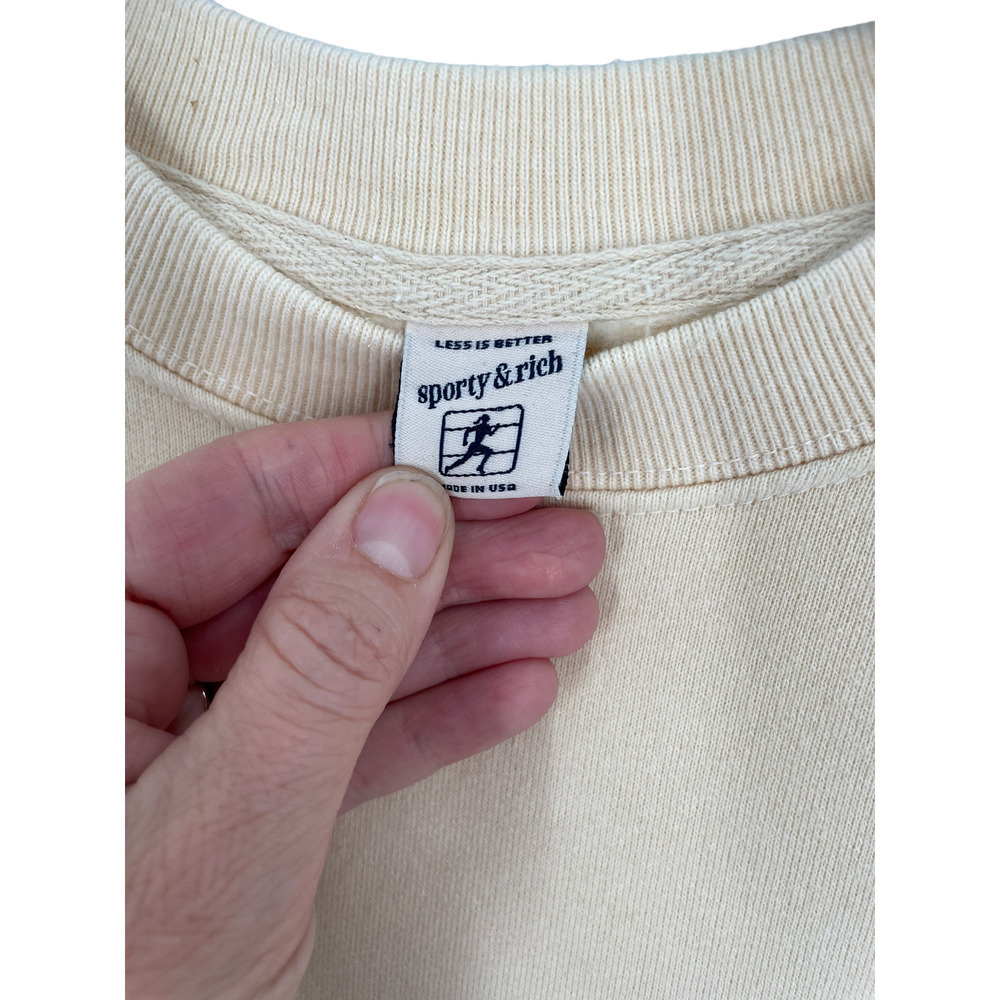 nwt sporty and rich SRHWC CREWNECK cream sweatshirt with black circle logo - Picture 8 of 8